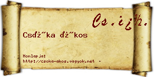 Csóka Ákos névjegykártya